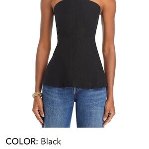 Lucy Paris Black Strapless Linen Top size S